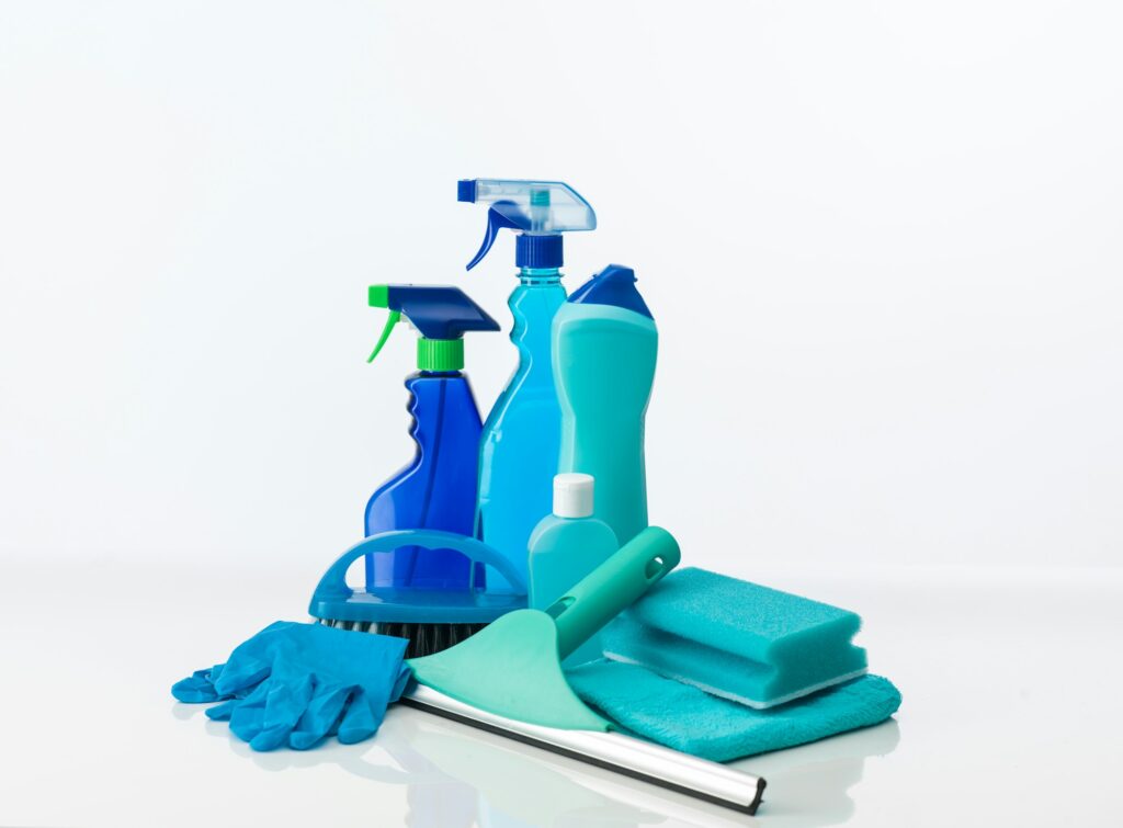 blue cleaning tools